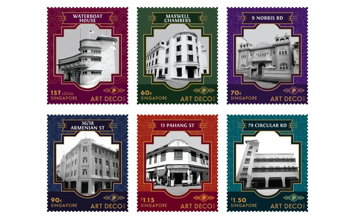 SingPost issues stamps featuring Art Deco styled buildings in Singapore